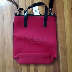 New with tags Guess red neoprene laptop tote.